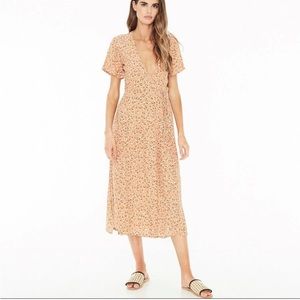 Faithfull The Brand - Leila Floral-Print Crepe Wrap Dress - Pastel Orange size L